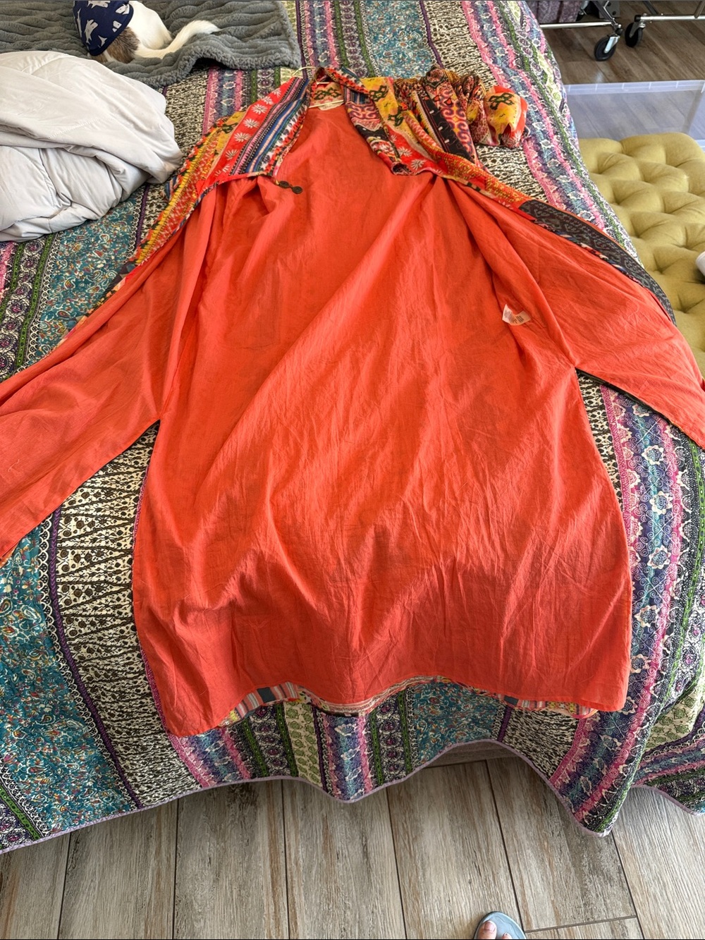 Soft Surroundings Orange Multi Printed Long Tunic - Picture 8 of 11
